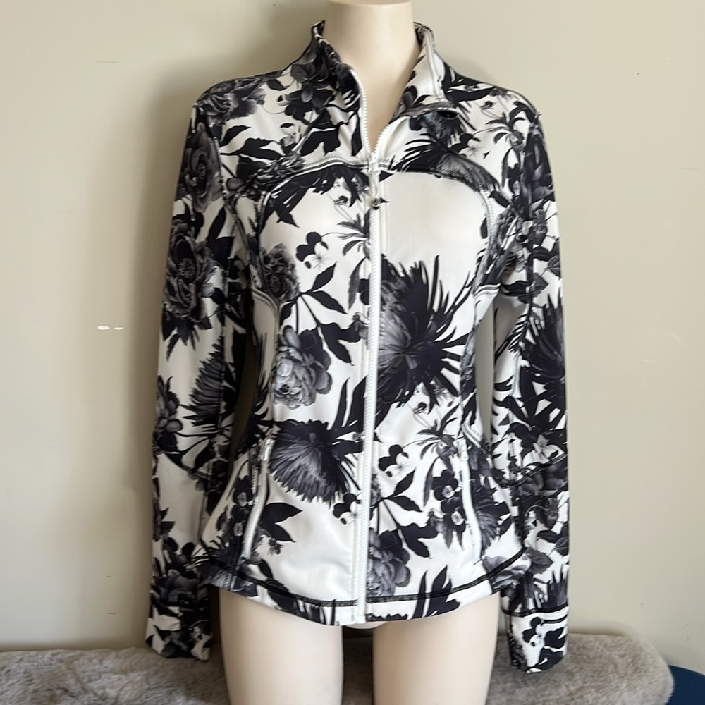 Lululemon Athletica Black and White Floral Utility Jacket